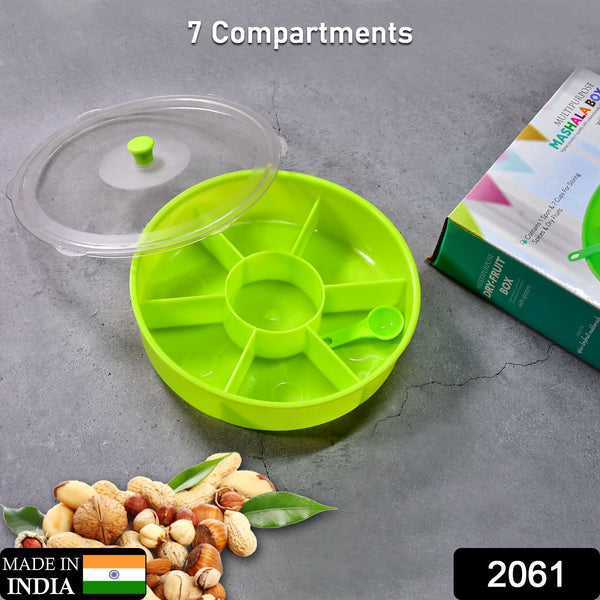 Dry-fruit and masala box with compartments and spoon