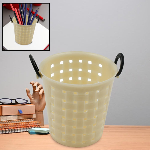 Multifunctional Plastic Round Multi-Purpose Toothpaste Stationary Pen Pencil Holder, Mini Desk Office Desktop Stationery Organizer Bathroom Shelves for Adults  (1 Pc)