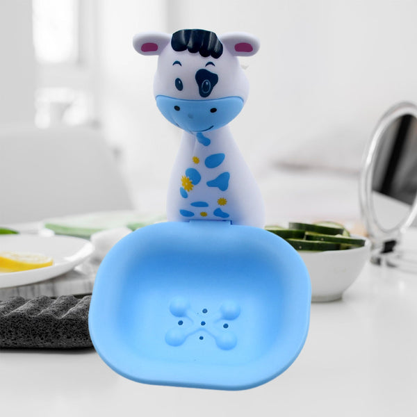 Cartoon-themed soap dish for kids, unique bathroom soap holder design.