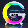 Smart Alarm Clock with G-Shape RGB Light Bluetooth Speaker, Wireless Charging