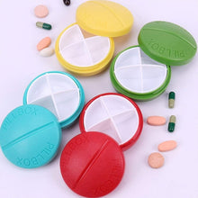 Portable Round Shape 4 Compartments Pill Box (1 Pc / With Brown Box)