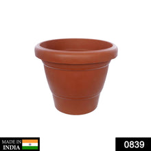 Durable brown plastic planter pot for small plants