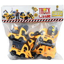 Toy vehicle set for children, includes simulation parts.