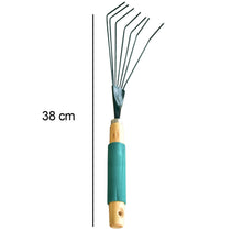 Rake with stainless steel teeth, designed for garden use