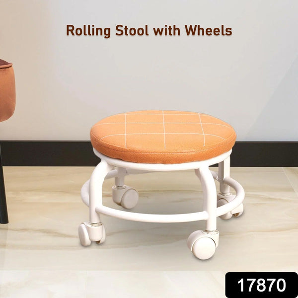 Roller Seat Stool Low Height Rolling Stool Multifunctional Small Household Movable Mini Stool Pulley Wheel Stool for Garage Home Library (1 Pc)