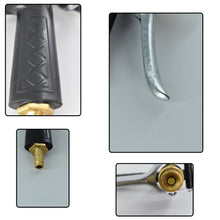 Gold trigger hose nozzle, durable for water spraying, lever operated.