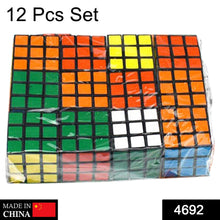 Pack of 12 high-speed multicolor cubes for puzzles and games