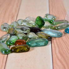 Flat round glass pebbles for decor