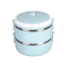 Multi-layered stainless steel lunch box, two layers.