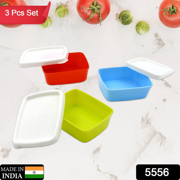 Plastic Airtight Containers Set, Small Plastic Container Set, Rectangular Plastic Food, Pickle, Fridge Containers Multicolor Kitchen Storage Container (3 Pcs Set)