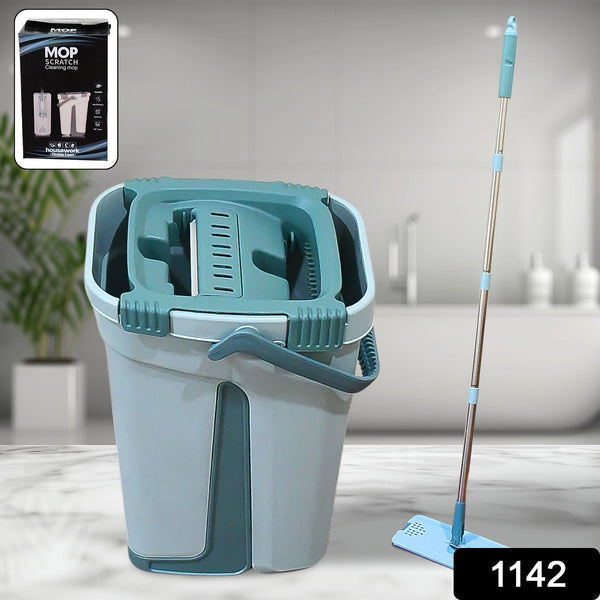 2-in-1 flat mop with self-cleaning and hands-free wash and dry.